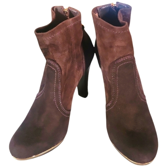 Tory Burch Melrose Brown Suede Leather Ankle Bootie Sz 71/2 M - Picture 8 of 8